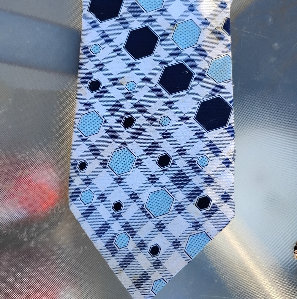 Modern Men's Light Blue Geometric Octagon Tie